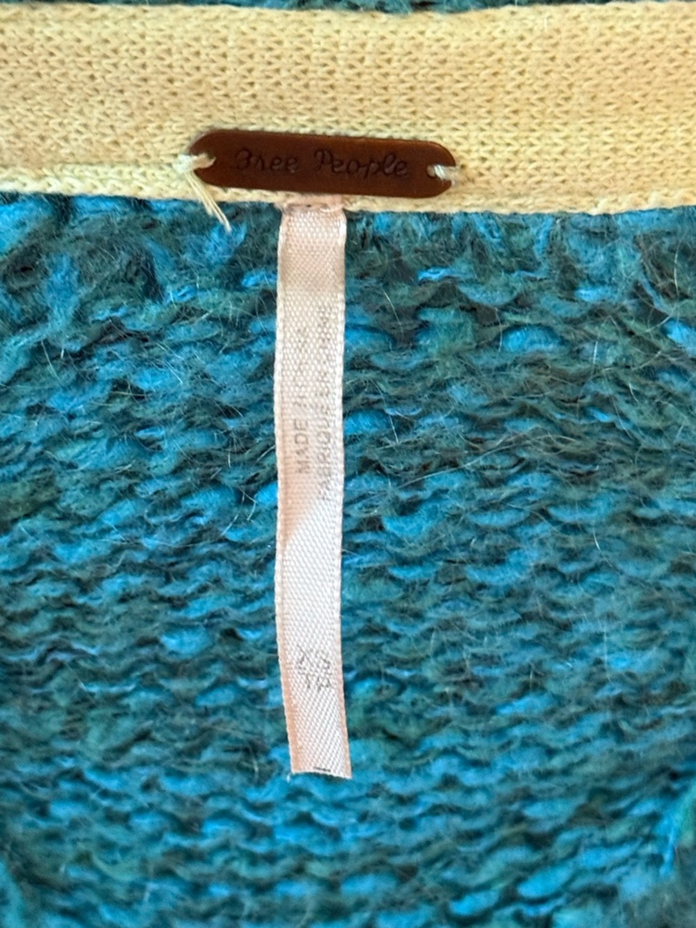 Free People Aquatic Textured Teal Open Front Cardigan - Picture 4 of 4